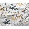 thumbnail image 2 of Soimoi White Heavy Satin Fabric Mix Dog Print Fabric by Yard 56 Inch Wide, 2 of 3