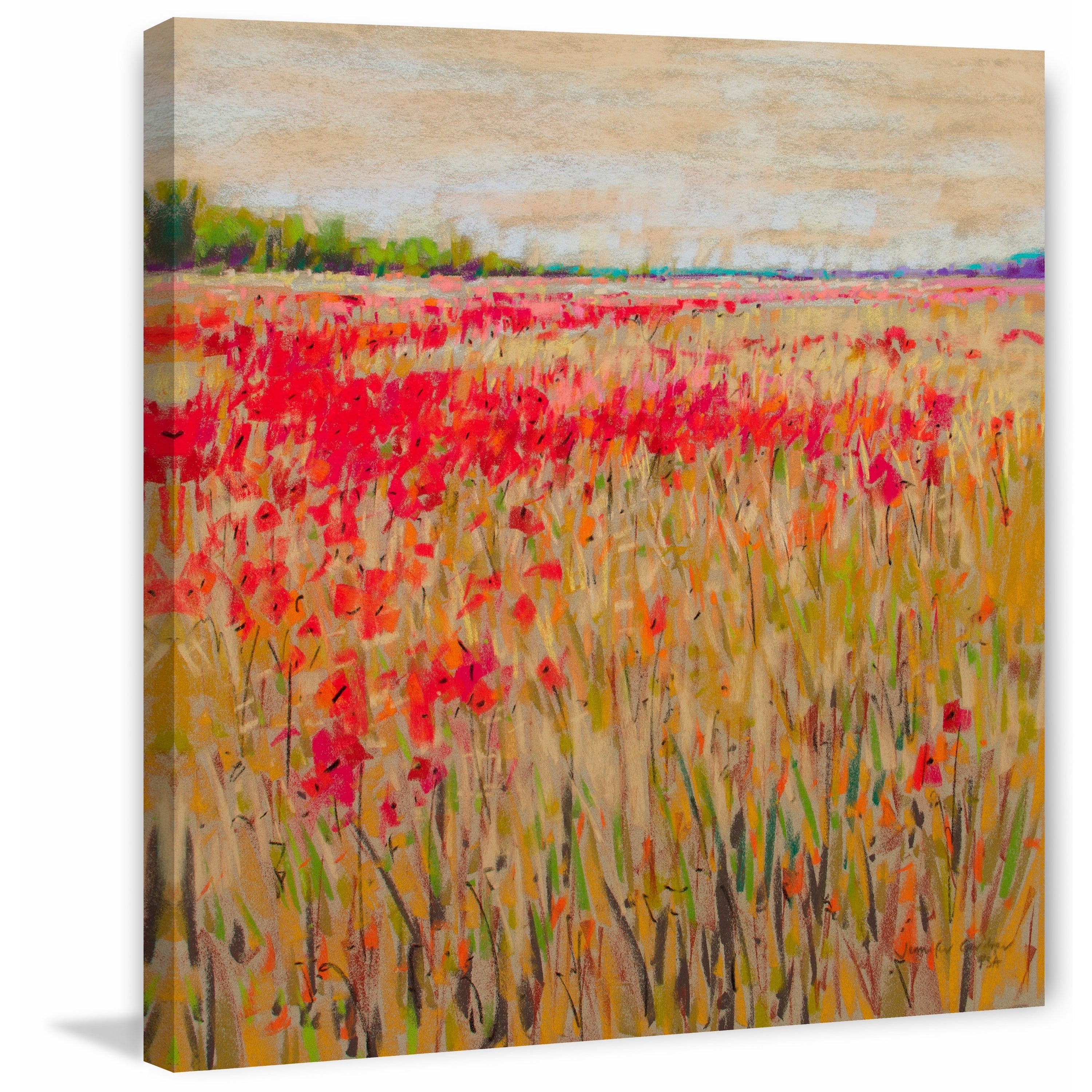 "Poppies Evening Light XV" Painting Print on Wrapped Canvas