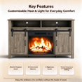 thumbnail image 5 of SESSLIFE 58" Fireplace TV Stand for TVs up to 65", Farmhouse Entertainment Center with Electric Fireplace, Sliding Barn Doors and Storage Cabinets, Washed Gray, 5 of 8