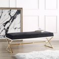thumbnail image 2 of Posh Living Colin Velvet Upholstered Bench with Stainless Steel Legs Black/Gold, 2 of 8