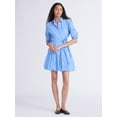 thumbnail image 2 of Free Assembly Women's Belted Bubble Hem Cotton Mini Dress with Long Sleeves, Sizes XS-XXL, 2 of 4