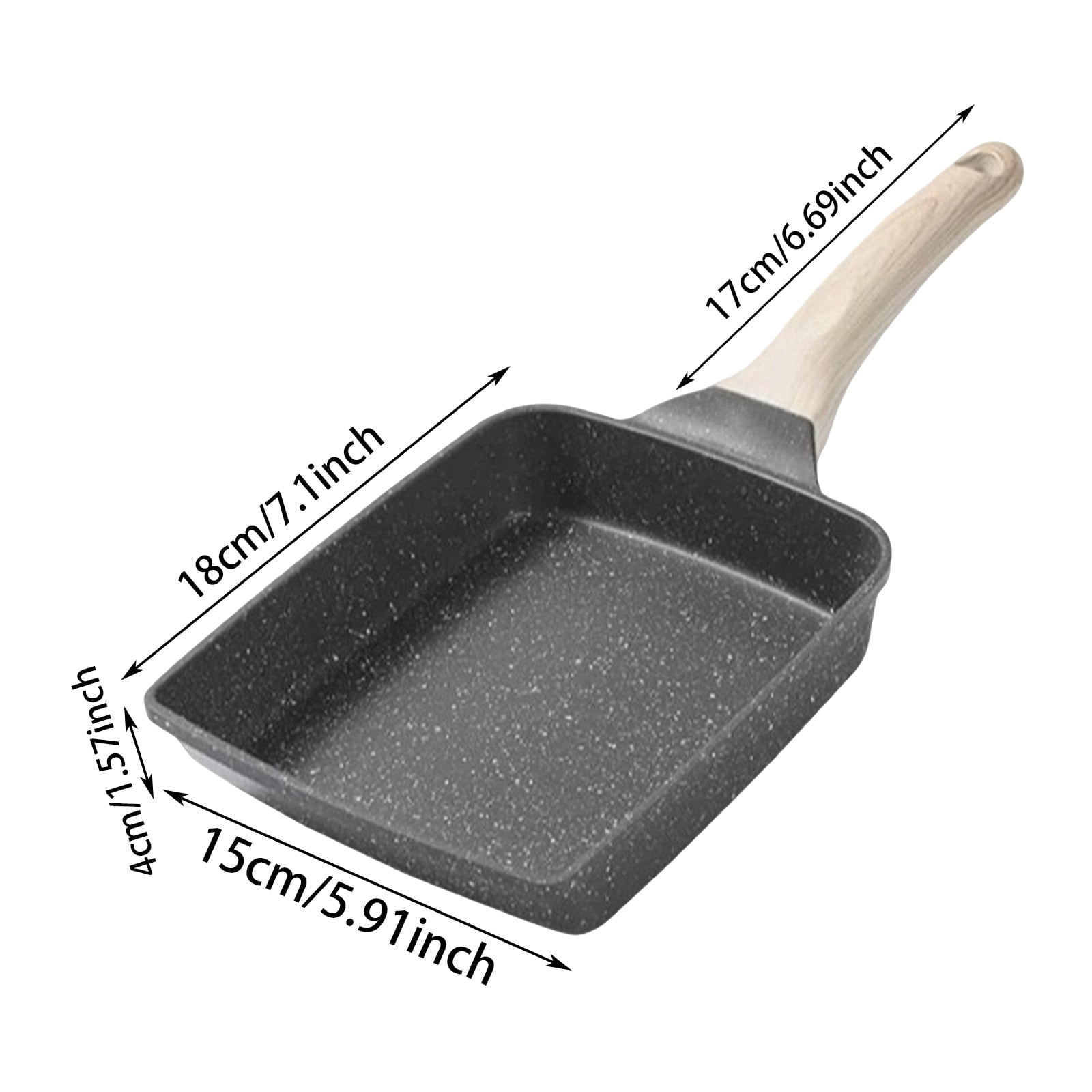 Zguuel Square Pan Set, 7Inch Frying Pan, Skillets and Frying Pans Non Stick Kitchen Pans Frying Pans For Everyday Cooking with A Spatula (Black)