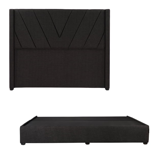Box Base Cama King Size + Cabecera Aurora Negro
