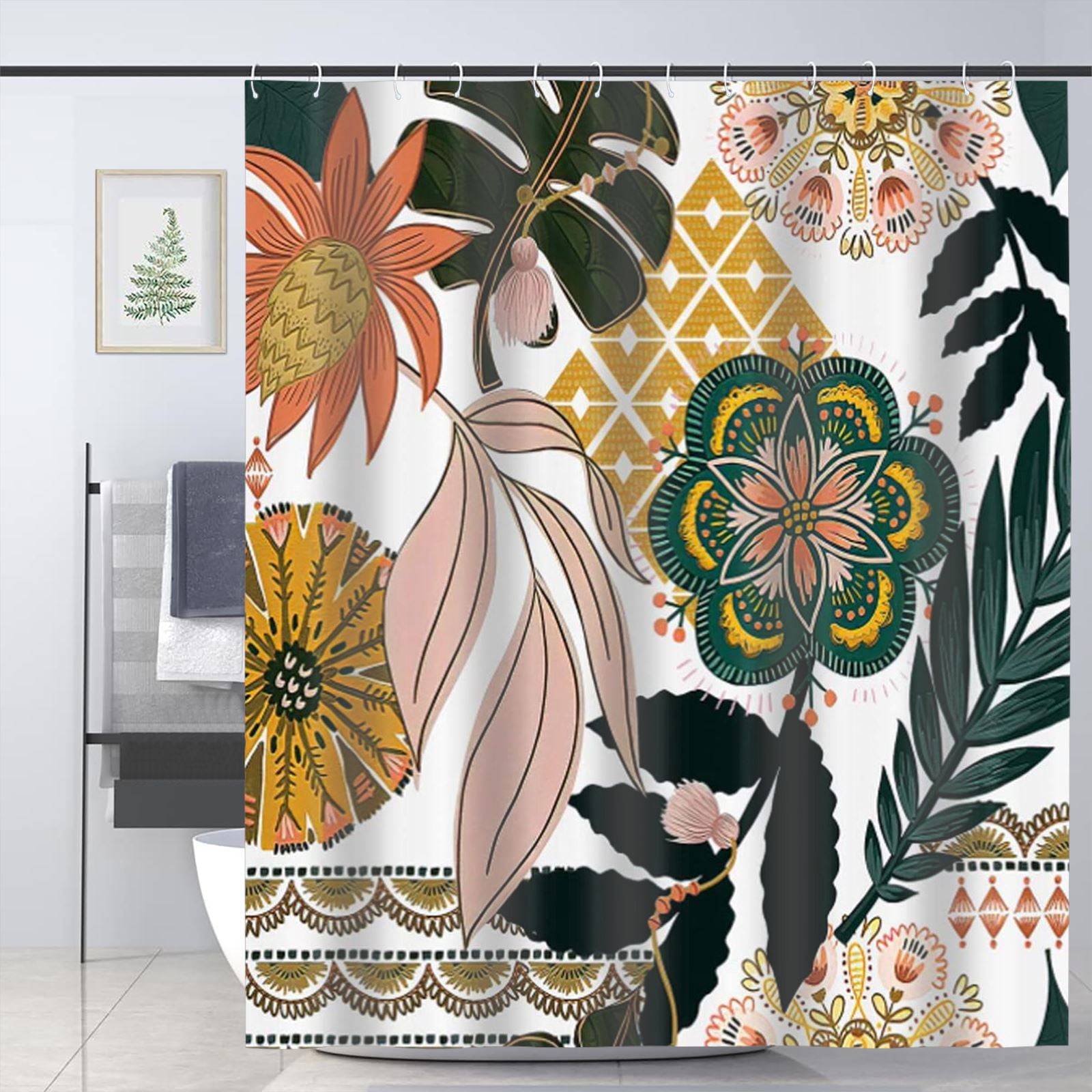Wildflower Botanical Shower Curtain for Bathroom Decor Floral Flower
