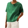 thumbnail image 1 of Camiseta con Botón Mujeres, Sudadera Casual Color Sólido Camiseta de Cuello en V de Manga Corta para Diario, Compras Y Salida, 1 of 9