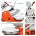 thumbnail image 4 of Electric Ice Crushers 300W 2000r/min w/Stainless Steel Blade Shaved Ice Snow Cone Maker Kitchen Machine (Orange), 4 of 5