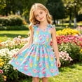 thumbnail image 4 of WOYY Girls Sleeveless Dress Summer Casual Cute Bow-Tie Straps A Line Midi Dress, 4 of 5