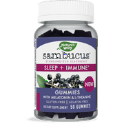 Natures Way Sambucus Sleep + Immune Gummies, With Melatonin, 50 Gummies