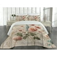 thumbnail image 2 of Ambesonne Floral Eucalyptus Quilted Coverlet 3 Pcs, Soft Efflorescent, King Size, Rose Warm Taupe Green, 2 of 4