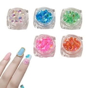 5Boxs Crystal Mermaid Nail Rhinestones Caviar Round Bead Flatback Nail Art Rhinestones Aurora Round Beads Nail Crystal Diamonds with Storage Boxstyle:style1;