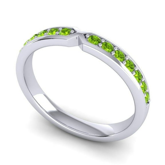 Genuine Round Cut 0.20 Carat Peridot Gemstone Engagement Eternity Band for Women Solid 14K White Gold Size 7 by Diamond-Capitals