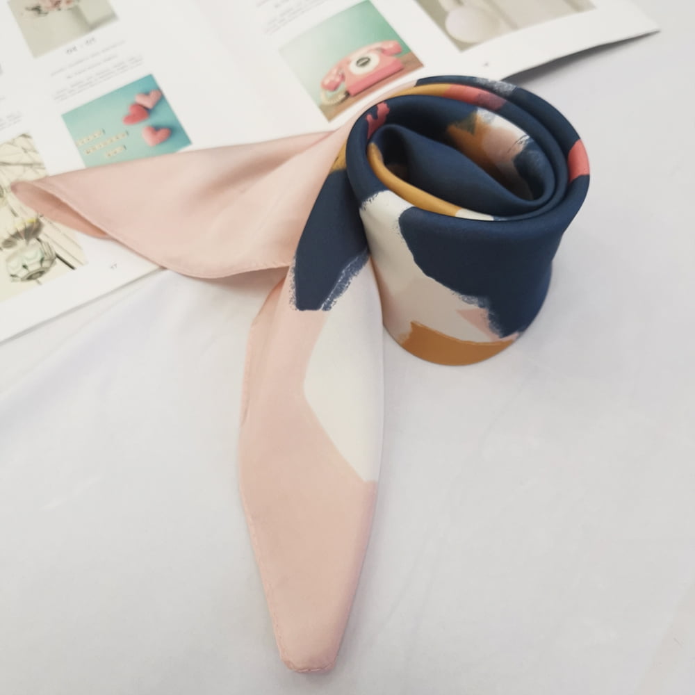 FONYVE Silk Feeling Scarf Medium Square Satin Head Scarf for Women with Gift Packed 27.5" × 27.5"