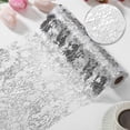 thumbnail image 3 of Tunhigl Table Runner - Sequin Glitter Foil Metallic Thin Mesh Runner Roll 30 ft - Gauze Table Runner with Floral Bouquet Strap for Wedding, Holiday, Christmas, Party, Banquet, Home Decor Silver, 3 of 7