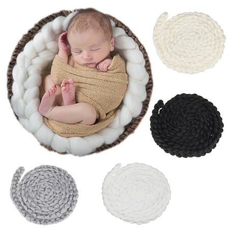 Grtsunsea 4M Newborn Baby Wool Rope Photo Props Handmade Crochet Knitted Costume Backdrop Background Photography
