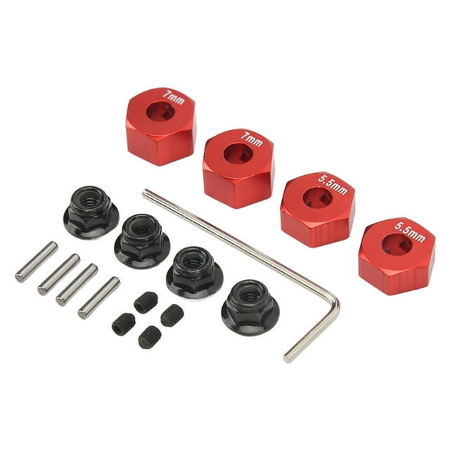 Remote Control Car Wheel Hub, Easy Installation 14mm Diameter RC Wheel Hub 5.5mm 7mm Thickness For Replacement Red