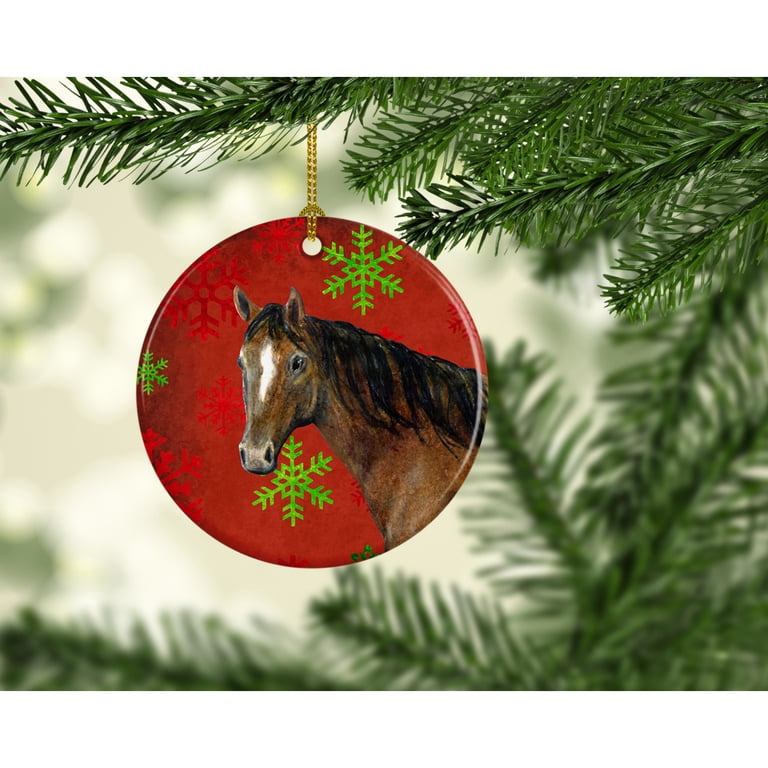Caroline's Treasures Ornamenti Di Natale In Ceramica - Pollo Con Fiocchi Di Neve Rossi - Personalizzabile - 7 Cm - 3