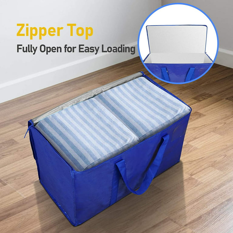 Generic (2) Heavy Duty WOVEN FABRIC Storage Bag, Translucent Moving Bag  Totes with Zippers for Clothing Blanket Storage, Dorm College Supplies Box