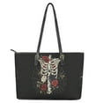 thumbnail image 4 of ZUXONGSY Skull Spiderweb Rose Print Halloween Handbag for Women Trendy Travel Purse Portable Shoulder Bag with Zippered for Work Dating, 4 of 5