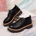 thumbnail image 5 of Women’s Platform Shoes, Leather Lace‑Up Chunky Lug Sole Loafers, Round‑Toe Casual Dress Shoes, 5 of 7