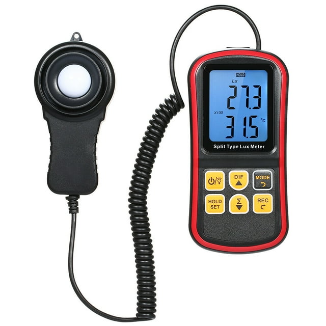 Yeacher Digital Lux Meter BT Photometer Luxmeter Split Type LCD Handheld Illuminometer Luminometer Light Meter 0-200000 Lux with Mobile APP Connection and Max/Min/Difference Value Data Hold Mode