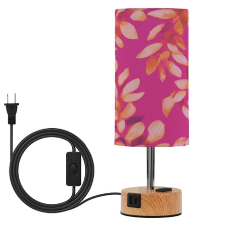 Touch Control Table Lamp with Wood Grain Metal Base 3 Color Temperature Adjustable LED Eye Caring Desk Lamp for Bedroom Study Vibrant Pink Abstract