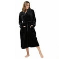 thumbnail image 5 of Womens Robes Plush Fleece Hooded Bathrobe Thick Nightgown with Pockets Sleepwear Black Robe S, 5 of 8