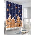 thumbnail image 3 of Fsddascl Christmas Navy Blue Shower Curtain Set - Small 36" x 72" Washable Bathtub Curtain with 12 Hooks, Winter House Star Candy Snowflake Waterproof Fabric Stall Shower Curtains for Bathroom, 3 of 6