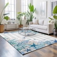 thumbnail image 3 of Area Rugs 3'x5', Blue Coastal Carpet Runner Indoor Outdoor Rugs Home Decor Aesthetic, Summer Beach Nautical Coral Starfish Plaid Non Slip Mats Washable Accent Rug for Living Room Bedroom, 3 of 8
