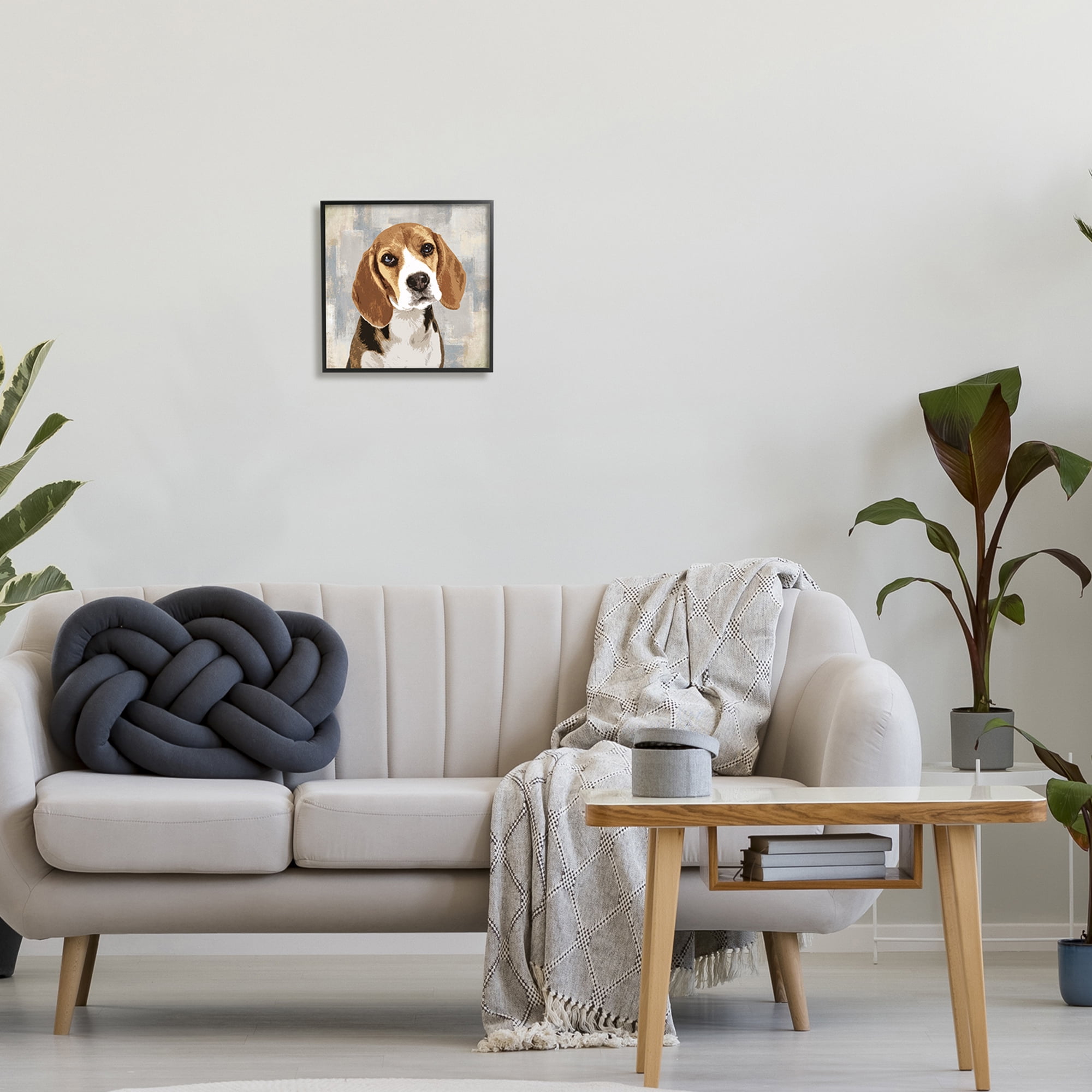 Stupell Industries Dog Beagle Patiently Waiting Abstract Backdrop Pet Collage,12 x 12, Design by Keri Rodgers