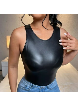 MISS MOLY Womens PU Leather Bustier Crop Top Gothic Punk Push Up Women's Corset  Top Bra 