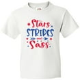 thumbnail image 3 of Inktastic 4th of July Stars Stripes and Sass Blue and Red Stars Youth T-Shirt, 3 of 5