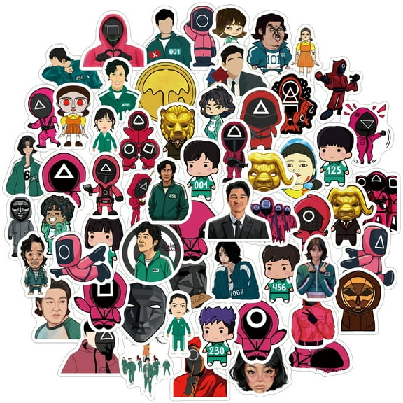 120 PCS For Squid Cartoon For Game Sticker Pack for Teens - Waterproof Vinyl Decals for Water Bottles, Laptops, Skateboards & Suitcases for Girls Boys Ideal Holiday Party Gift