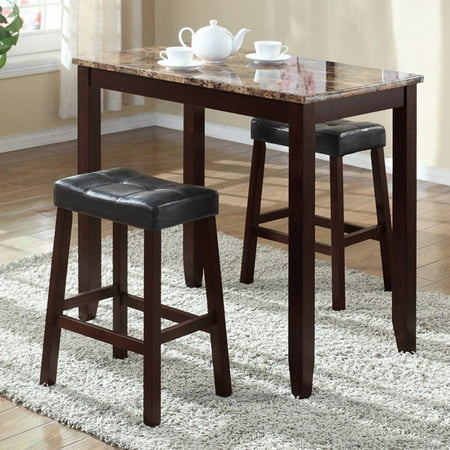 Roundhill Furniture 3 Piece Counter Height Glossy Print Marble Roundhill Furniture 3 Piece Counter Height Glossy Print Marble Breakfast Table With Stools
