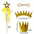 thumbnail image 3 of Set de varita y corona de estrella para niñas | Accesorios dorados para festivales | 2 varitas de estrella y 2 coronas | Accesorios de disfraces para fiestas de cumpleaños, espectáculos, fotografía,, 3 of 6