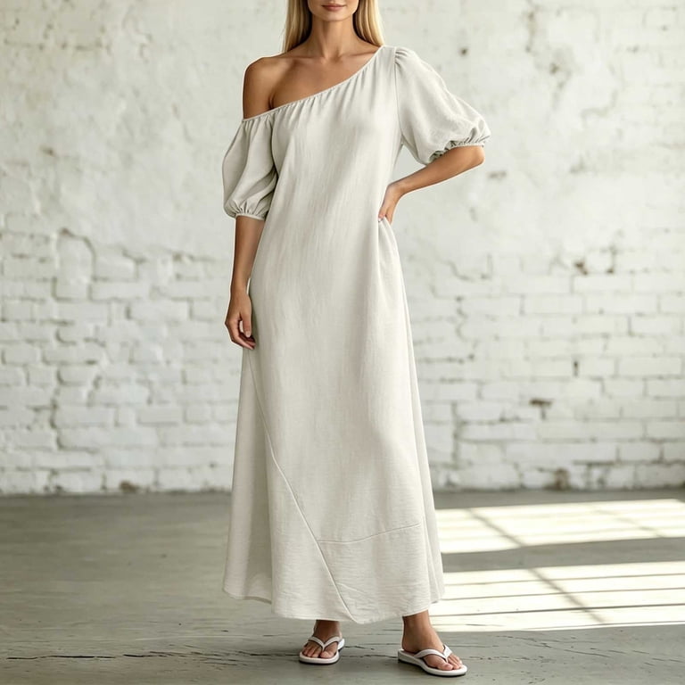comfortable maxi dresses STASSI LINEN MAXI DRESS SEASHORE BLUE / S