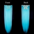 thumbnail image 2 of SHCKE Clip in Hair Extensions 26 Inch Hairpieces 8 Pieces Set Clip On Hair Extension Straight Double Weft Hair Extensions Synthetic Hairpiece for Women Sky Blue, 2 of 6