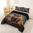 thumbnail image 3 of jejeloiu Rustic Highland Cow Queen Comforter Set Kids,Western Print Bedding Comforter Set,Reversible,3pcs, 3 of 8