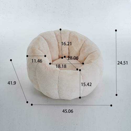 Eyisean 45" Fluffy Bean Bag Chair for Adults with Floral-Shaped Backrest, Comfy Soft Cloud Reading Chair with Faux Fur & Foam, Lazy Lounge Single Sofa for Bedroom, Living Room, Apartment