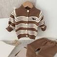 thumbnail image 4 of NAFUU Baby Boys Sweater Sets Long Sleeve Knit Striped Cardigan Coat Top Pants 2 Piece Set Soft Comfortable Fall Outfits Set Stylish Boys Sets 6-9 Months, 4 of 5
