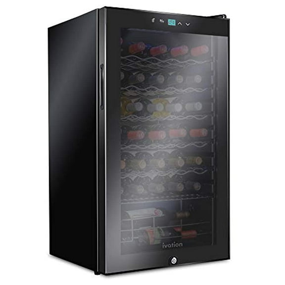 IVATION 34-Bottle Compressor Wine Refrigerator with Lock, Black