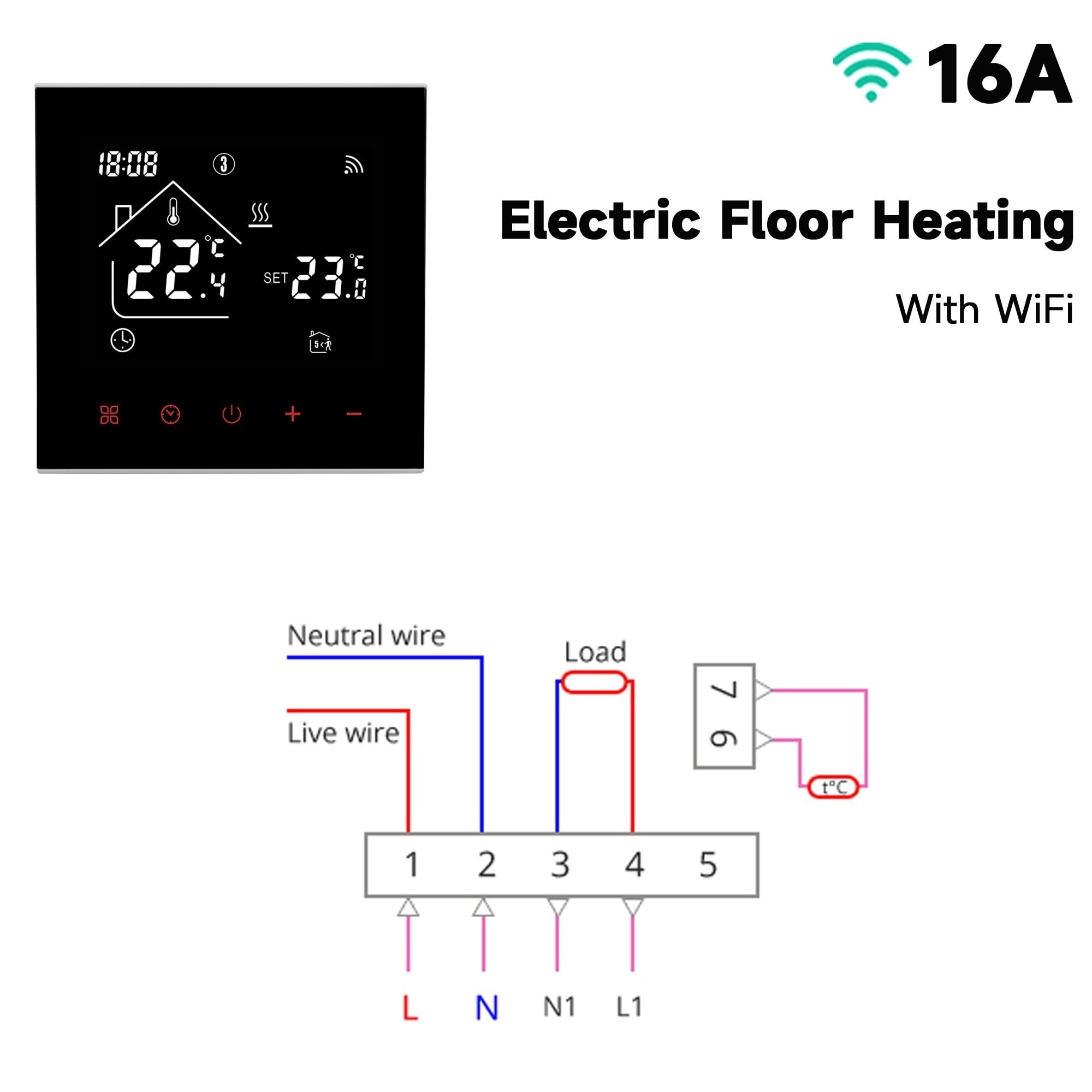 Tuya Smart Thermostat, LCD Display Touch Screen For Electric Floor Heating Water/Gas Boiler Temperature Remote Controller ,Easy Installation