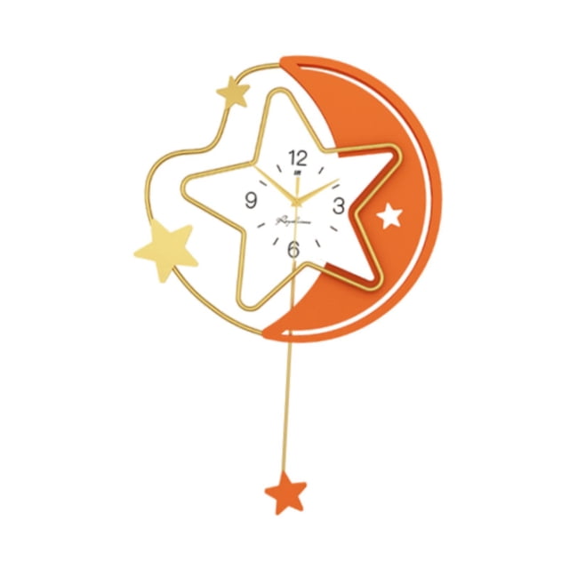 Reloj de pared con forma de y estrella, péndulo, 48 x 69 cm, decorativo, silencioso, sin , para el hogar, la oficina, resistente y versátil