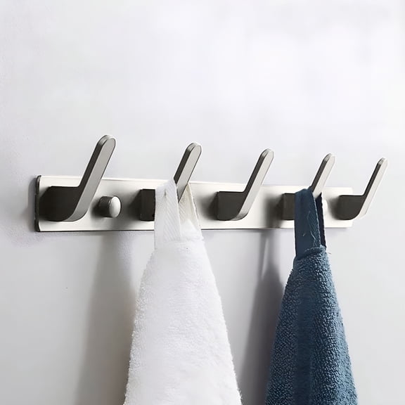 XIBUFE 2026 New Heavy Duty Metal Coat Rack Wall Mounted, 5 Double Hooks for Hanging Coats, Hats, Towels, Purses, Robes, Durable Wall Mount Coat Hanger Hook Rail for Home, Office, Entryway