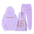 thumbnail image 2 of Gelikeya Girls 2 Piece Sweatsuit Outfits Gym Sports Long Sleeve Sweatsuits Sets Pant Warm Gym Activewear Set 1-9Y (Purple, 8-9 Years), 2 of 5