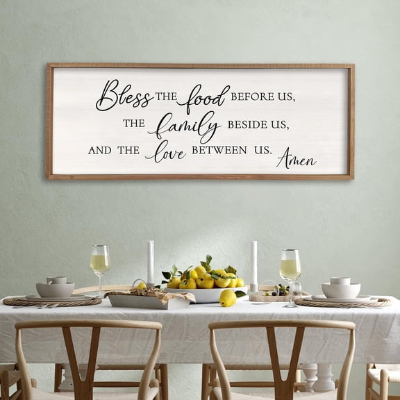 Cskhip Bless the Food Before Us Rustic Wood Signs Pantry Street Signs Vintage Wood Plaque Farmhouse Wall Art Wall Decor for Home Man Cave Door Porch Garden Party 6" x 16"