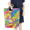 thumbnail image 4 of Yayeee Freestanding Laundry Hamper with Handle Collapsible Large Storage Basket for Clothes, Vibrant Dinosaur, 4 of 7