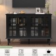 thumbnail image 6 of HLR 47.6" Modern Vintage Sideboards Buffet Cabinet with 4 Lattice Glass Door, Black, 6 of 7