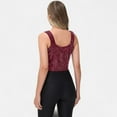 thumbnail image 3 of Women's Sequin Square Neck Tank Top with Sleeveless Design and Cropped Fit - Large, Burgundy, 3 of 6