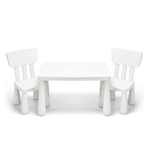 3-Piece Kids Table and Chairs Set, Lightweight Plastic Children Activity Center for Snack Time, Painting, Reading, Writing, Kids Furniture Art Study Desk and Chairs Set, White