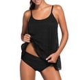 thumbnail image 1 of Women's Black Lace Overlay Spaghetti Straps Tankini Swimsuit, 1 of 7